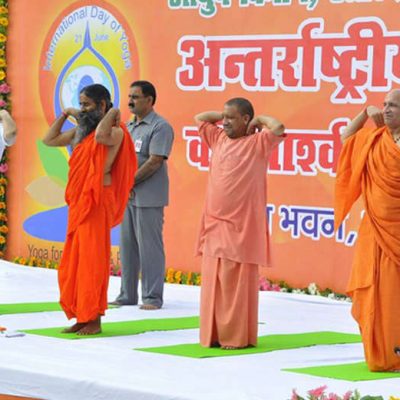 Yogi era in UP: Yoga session conducted in Raj Bhawan by Baba Ramdev