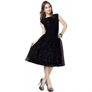 Elevate Women Women Fit and Flare Black Dress