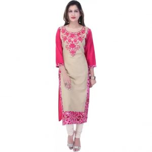Style N Shades Embroidered Women’s Straight Kurta  (Pink)