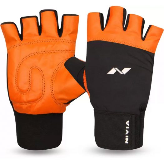 Nivia Leather with Wrist Band Gym & Fitness Gloves (L, Multicolor