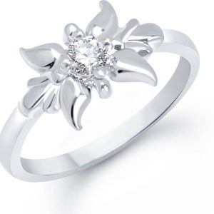VK Jewels Lily Flower Alloy Cubic Zirconia Rhodium Plated Ring
