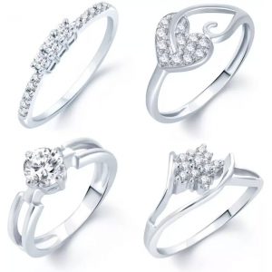 Cubic Zirconia Rhodium Plated Ring