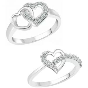 Vighnaharta Valentine Elegant Heart Combo Rings for Women and Girls