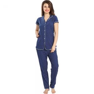 AV2 Women’s Printed Dark Blue Top & Pyjama Set