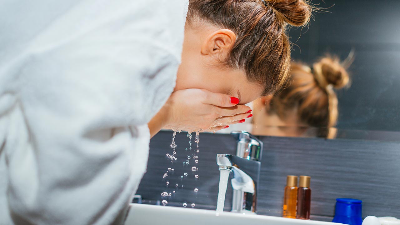 EXFOLIATE WITH hot water