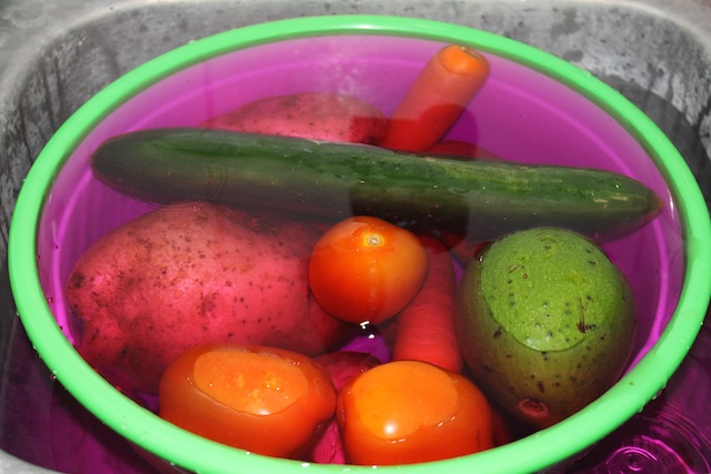 washing vegetables