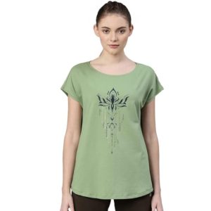 Enamor Women Athleisure E131-Relaxed Fit Boat Neck T-Shirt