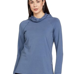 Enamor Women's Cotton Blend Hooded Neck T-Shirt