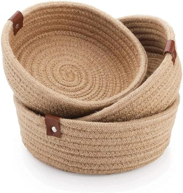 Onesto Mini Rope Storage Natural Handwoven Jute Shelf Basket For Your Home & Kitchen
